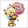 cross stitch pattern Teddy Bee with Flowers