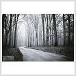cross stitch pattern Black and White Road through Trees