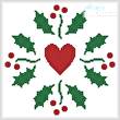 cross stitch pattern Christmas Holly Heart 