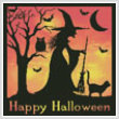 cross stitch pattern Halloween Witch Silhouette
