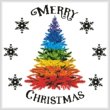 cross stitch pattern Rainbow Christmas Tree