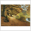 cross stitch pattern A Wooded Path in Autumn