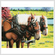 cross stitch pattern Clydesdales in the Meadow