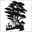 cross stitch pattern Tree and Deer Silhouette