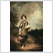 cross stitch pattern Cottage Girl with Dog and Pitcher