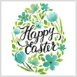 cross stitch pattern Happy Easter Floral Egg (Blue)