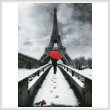 cross stitch pattern Red Umbrella at the Eiffel Tower