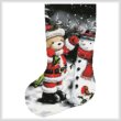 cross stitch pattern Teddy Santa with Snowman Stocking (Left)