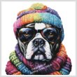 cross stitch pattern Winter Bulldog (Large)