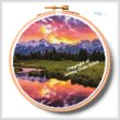 cross stitch pattern Blacktail Ponds Sunset Hoop (Large)