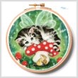 cross stitch pattern Kitten Fairy on Mushroom Hoop (Large)