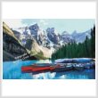 cross stitch pattern Boats on Moraine Lake, Canada