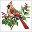 cross stitch pattern Mini Female Cardinal and Holly