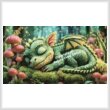 cross stitch pattern Mini Sleeping Green Dragon