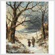 cross stitch pattern Mini WinterWoodlandSceneWithFatherChild