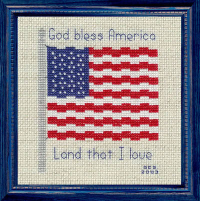 cross stitch pattern God Bless America Flag