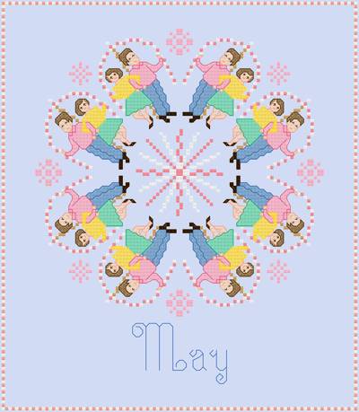 cross stitch pattern May - May Poles - Dancers