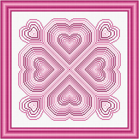 cross stitch pattern Radiating Hearts