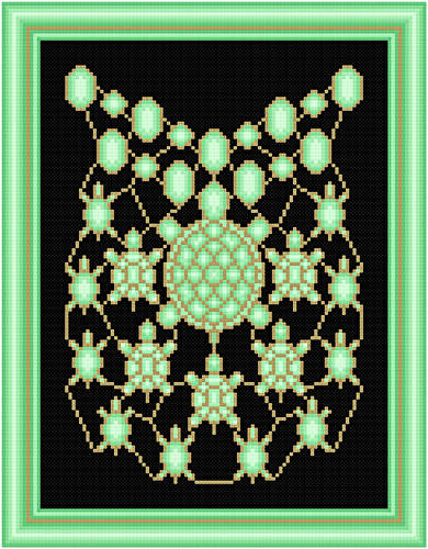 cross stitch pattern Peridot and Gold Turtles