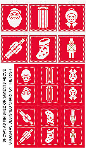 cross stitch pattern Santa Plus - 6 Ornament Set