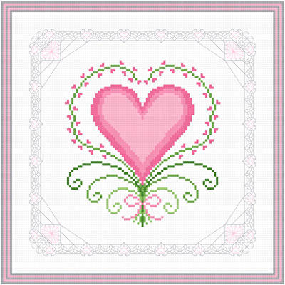 cross stitch pattern Hearts and Lace - Fancy