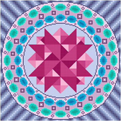 cross stitch pattern Merry Go Round - Blue Edges