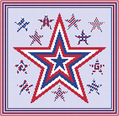 cross stitch pattern Patriotic Stars