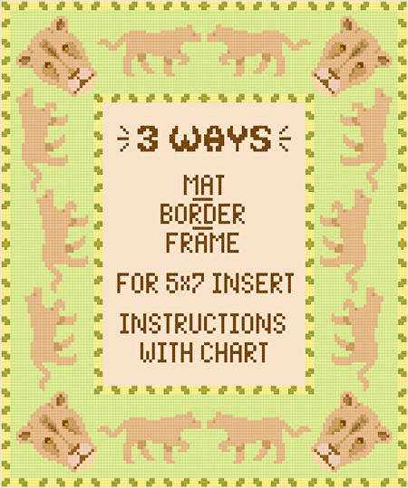 cross stitch pattern Lioness Mat/Border/Frame for 5x7 insert