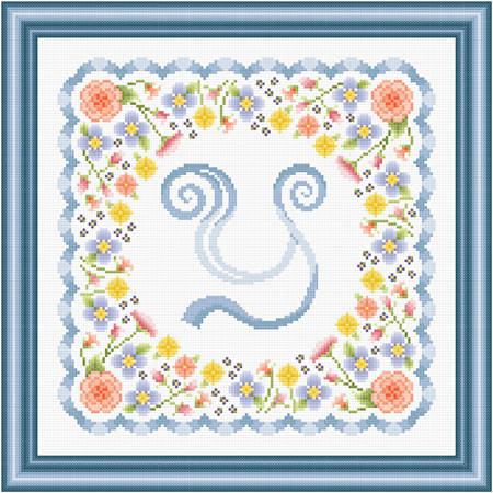 cross stitch pattern Monogram in Flowers - Y