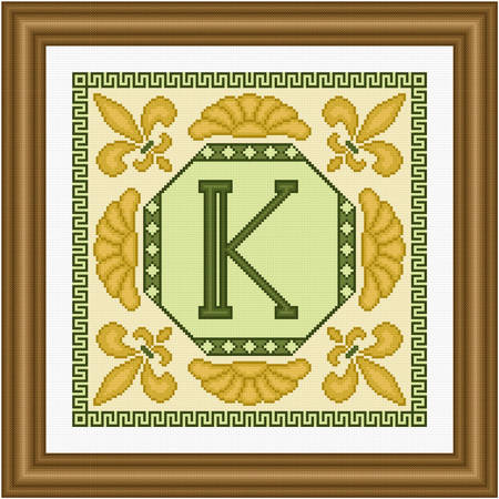 cross stitch pattern Classic Monogram - K