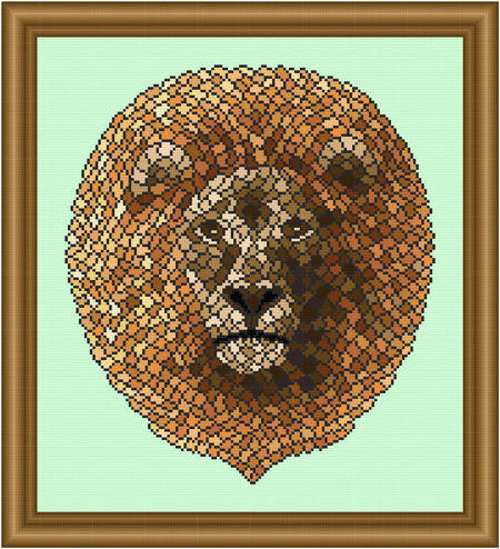 cross stitch pattern Mosaic Lion   (Dark 'Grout')