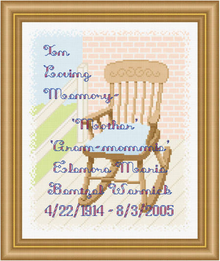 cross stitch pattern In Loving Memory - Padded Rocking Chair