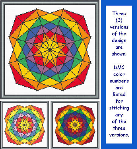 cross stitch pattern Rainbow Spirals