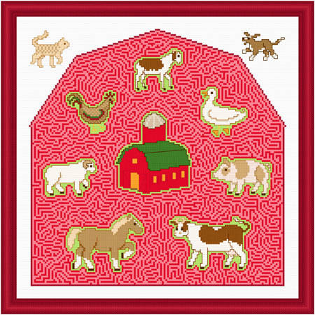 cross stitch pattern Farm Animal Maze