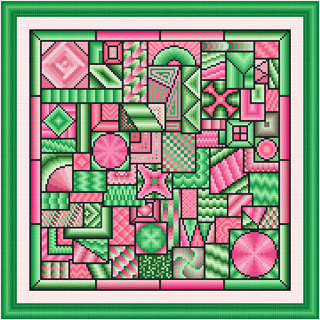 cross stitch pattern So Much to Do  (green - pink)