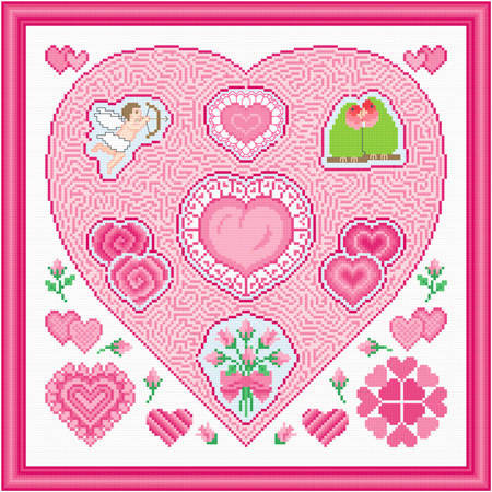 cross stitch pattern Valentine Maze