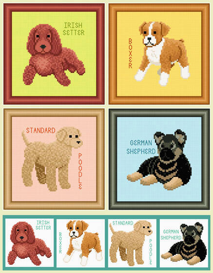 cross stitch pattern Set of 4 Large Breed Puppy Images - 2
