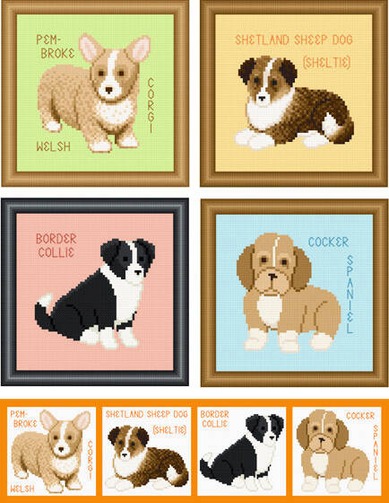 cross stitch pattern Set of 4 Medium Breed Puppy Images 2