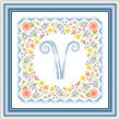 cross stitch pattern Monogram in Flowers - V
