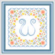 cross stitch pattern Monogram in Flowers - W