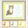cross stitch pattern Baby Striped Kitten Birth Record
