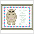 cross stitch pattern Baby Cartoon Hippo Birth Record