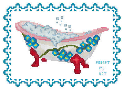 cross stitch pattern BathTub Collection Forget Me Not
