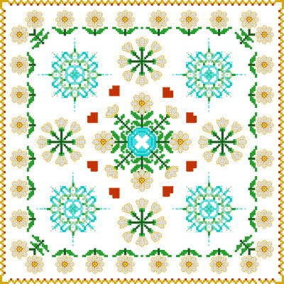 cross stitch pattern Square Daisy Design
