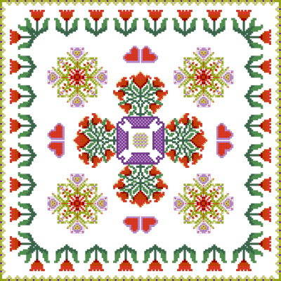 cross stitch pattern Square Tulip Design