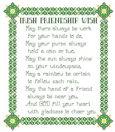 cross stitch pattern Irish Friendship Wish