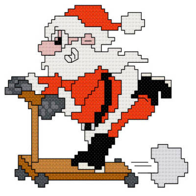 cross stitch pattern Scooter Santa
