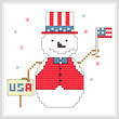 cross stitch pattern Patriotic Snowman Ornament