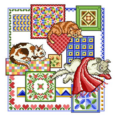 cross stitch pattern Cat Nap Quilts