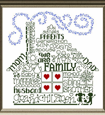cross stitch pattern Let's Be Family